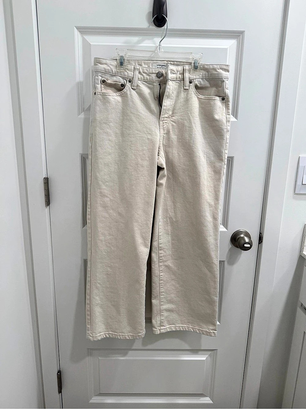 Banana Republic Straight Mid-Rise Cropped Jeans Cream Waist 28/6